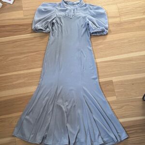 Elegant Gray Puff Sleeve Dress